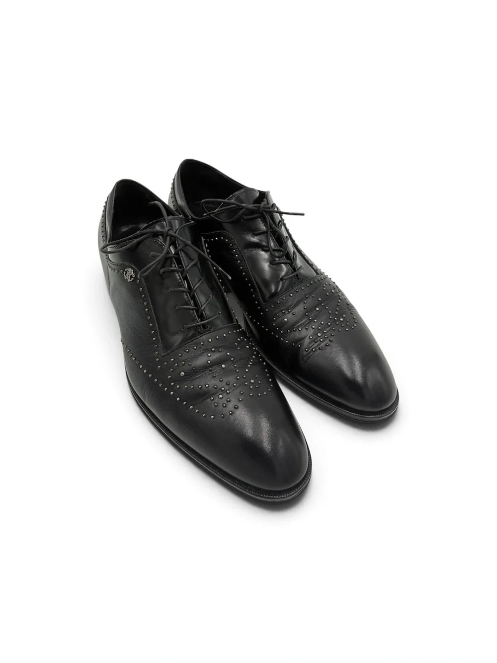 Roberto Cavalli Men's Studded Leather Wingtip Oxfords Black - Size 43.5 / 10.5